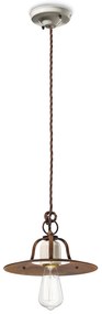 Lampadario Vintage Grunge Ferro E Ceramica Craquele' 1 Luce E27 25Cm
