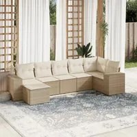 Set Divani da Giardino 7 pz con Cuscini Beige in Polyrattan 3255215