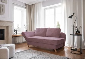 Chaise longue rosa polveroso (con penisola a sinistra) con rivestimento in velluto a coste Chic Charlotte – Miuform