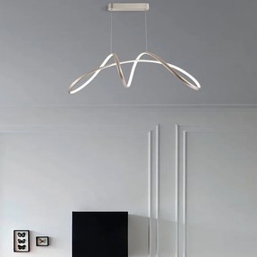 Lampadario Moderno Mindy nichel satinato, in alluminio, L. 92 cm, NOVECENTO