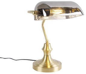 Lampada da notaio classica dorata con vetro a specchio fumè - Banker