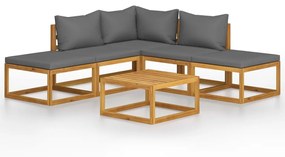 Set divani giardino 6 pz con cuscini legno massello di acacia