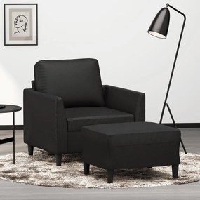 Poltrona Con Poggiapiedi Nero 60 Cm İn Similpelle /