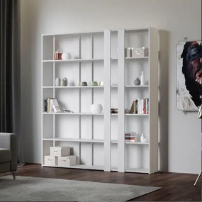 Libreria 178x204h cm in legno Bianco Frassino con 6 ripiani - KATO A