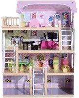 Casa delle Bambole per Bambini a 4 Piani in Legno con Accessori Rosa 60x30x80 cm