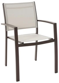 Sedia da giardino in alluminio con braccioli Lyra Beta NATERIAL, seduta in textilene marrone
