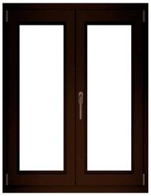 Finestra in PVC noce L 100 x H 140 cm, 2 ante apertura a destra