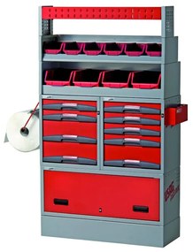 Armadietto da officina USAG Composizione per allestimento furgone in acciaio 8 cassetti 3 ripiani, L 99 x P 37.5 x H 175 cm