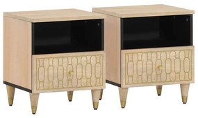 Comodini 2pz 40x33x46 Cm İn Legno Massello Di Mango /