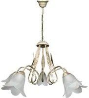 Lampadario 5xE14 Montatura Avorio Oro Vetro Spugnato Bianco E-Energy Amelia