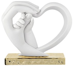 Bongelli preziosi piccola Scultura in marmorino moderno Mani e cuore h 12 - varie colorazioni BIANCO ORO