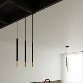 Euluna Thalassa Pendente 3 luci G9 nero/oro longitudinale