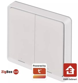 Interruttore 2 bottoni GoSmart 1xCR2430 Tuya bianco