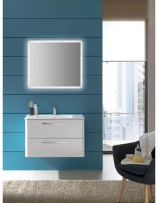 Mobile sottolavabo e lavabo Best laccato lucido bianco L 81 cm 2 cassetti