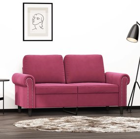 Divano A 2 Posti Rosso Vino 120 Cm İn Velluto /