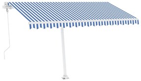 Tenda Automatica con Sensore Vento e LED 400x300 cm Blu Bianca