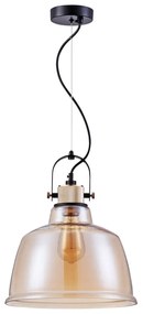 Lampadaro Vintage Irving Metallo Nero 1 Luce Vetro Diffusori Vetro Ambra