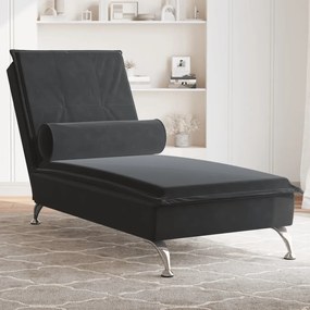 Chaise Longue Massaggi Con Cuscino A Rullo Nero İn Velluto /