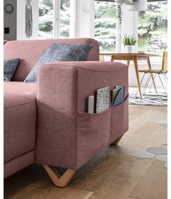 Divano angolare rosa allungabile e con contenitore (penisola a sinistra/a U) Classy Sophie – Miuform
