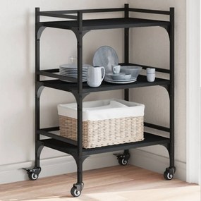 Carrello Da Cucina Nero 50x35x75,5 Cm İn Legno Multistrato /
