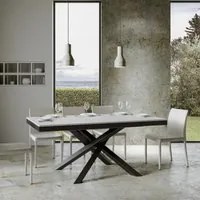 Tavolo da Pranzo Volantis Evolution 90x160 Allungato 90x264 in Nobilitato e Ferro Colore: Bianco Frassinato