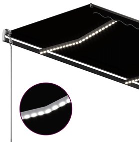 Tenda da Sole Retrattile Manuale con LED 4x3,5 m Antracite