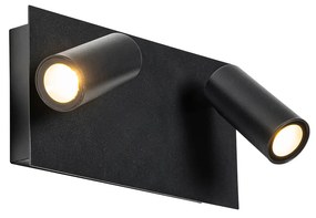 Lampada da parete per esterni moderna nera con LED 2 luci IP54 - Simon