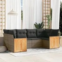 Set Divano da Giardino 6 pz con Cuscini Grigio in Polyrattan 3227943