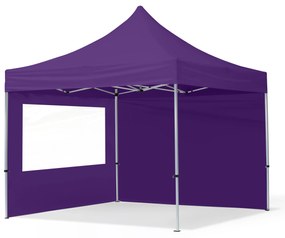 TOOLPORT 3x3m gazebo pieghevole con laterali (finestre panoramiche), ECONOMY alluminio, viola - (59009)