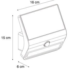 Applique da esterno nera con LED IP54 con sensore di movimento solare - Floody