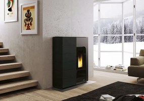 Palazzetti Ginger Idro 14 stufa A Pellet ecofire Salvaspazio 14kw Ad Acqua In Acciaio Nero