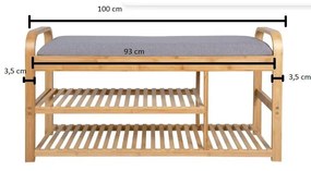 Scarpiera in bambù grigio/naturale con panca - Leitmotiv