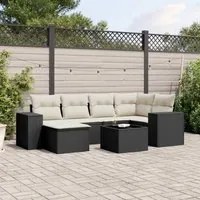 Set Divani da Giardino con Cuscini 7pz Nero Polyrattan 3255203