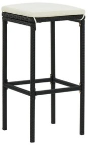 Set Bar da Giardino 7 pz con Cuscini in Polyrattan Nero