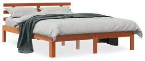 Letto Senza Materasso Marrone Cera 140x190 Cm İn Legno Di Pino /