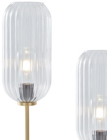 Lampada da terra Art Déco ottone con vetro trasparente a 2 luci - Rid