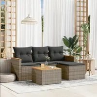 Set Divano da Giardino 5 pz con Cuscini Grigio in Polyrattan 3225913