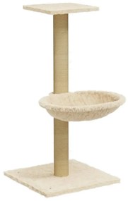 Albero per gatti con palo tiragraffi in sisal crema 74 cm
