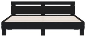 Giroletto con testiera nero 200x200 cm in legno multistrato