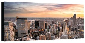 Stampa su tela Panorama tramonto New York, multicolore 190 x 90 cm