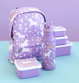 A Little Lovely Company - borraccia in acciaio inox, 500 ml - unicorni e arcobaleno