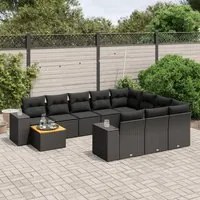 Set Divani da Giardino 11 pz con Cuscini in Polyrattan Nero 3225628