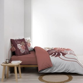 Set copripiumino e federa bianco/rosa in cotone per letto matrimoniale ed esteso 240x220 cm Astria – douceur d'intérieur