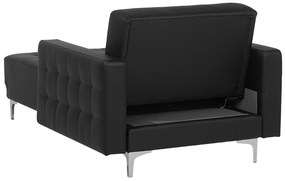 Chaise longue in pelle sintetica nera ABERDEEN Beliani