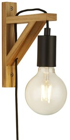 Applique Industrial-Nordico Tribeca Acciaio Marrone Legno Nero 1 Luce E27