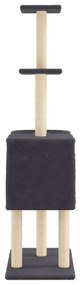 Albero per gatti con tiragraffi in sisal grigio scuro 145 cm