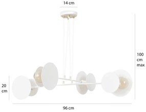 Lampadario a Sospensione in Acciaio IDEA 4 Nero/Bianco 4xE27 Colore del corpo Bianco