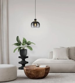 Lampadario Glamour Oilella grigio paralume nero E27 Ø19cm EGLO