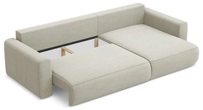 Divano angolare beige allungabile/con contenitore (con penisola a destra/con chaise lounge) Kapua – Makamii