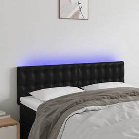 Testiera A Led Nera 144x5x78/88 Cm İn Similpelle /